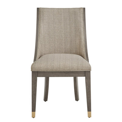 Luziana Brown Finish Gold Metal Beige Fabric Dining Chair