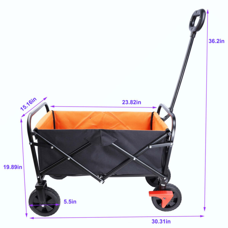 Mini chariot de plage pliable, Noir / carotte