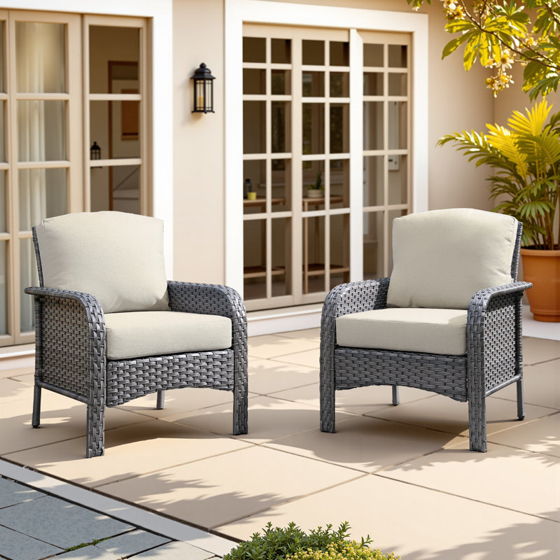 Fauteuils d'extérieur en osier Jordanlee, Beige