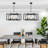 7 - Light 25.6" Matte Black Industrial Geometric Candle-Style Square / Rectangle Lantern Chandelier-2139938898-2128546017
