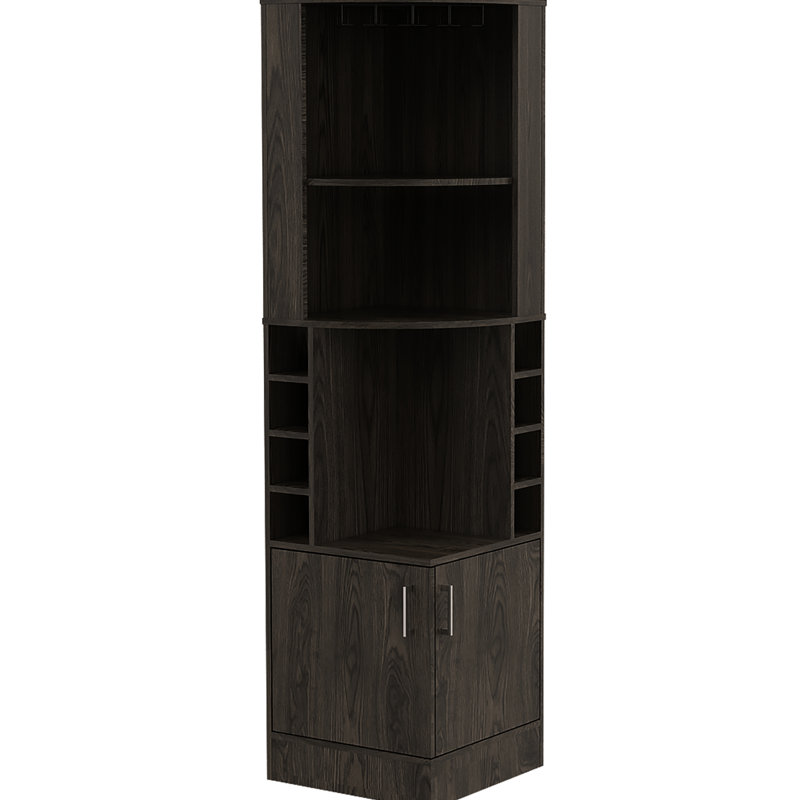8 2-Shelf Dark Walnut Bar Cabinet For Practical Party Preparation Functional Storage, Dark Walnut