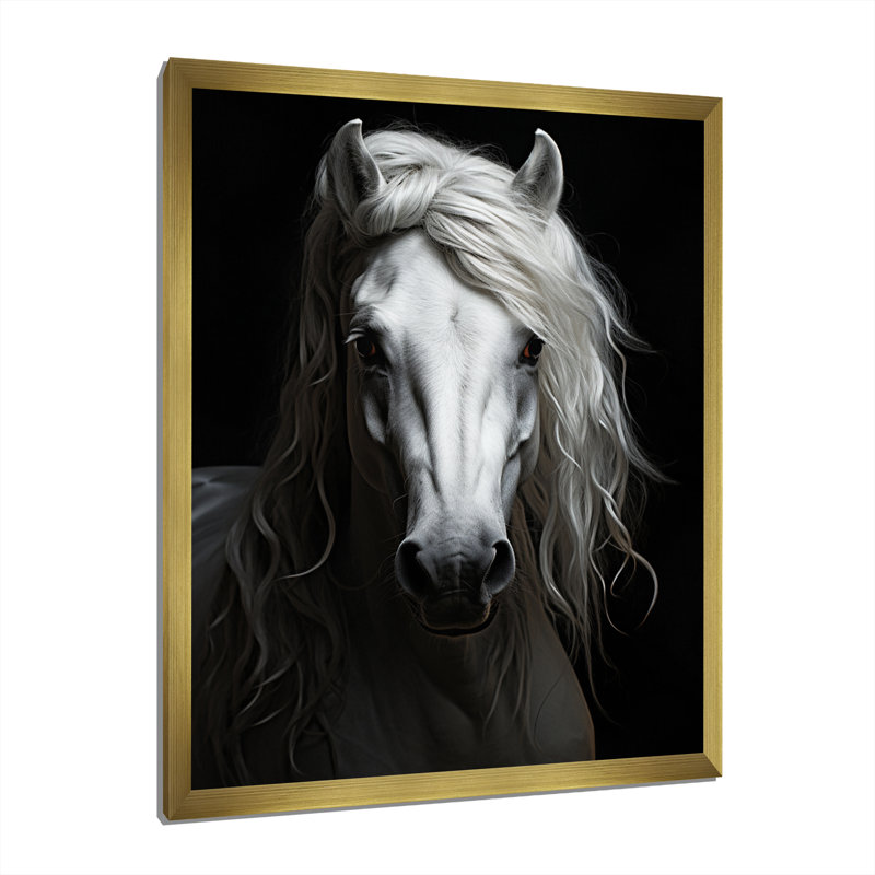 Gris gris majestueux - impressions encadrées de chevaux, H 40 po x l 30 po x P 1,5 po, Cadre doré simple