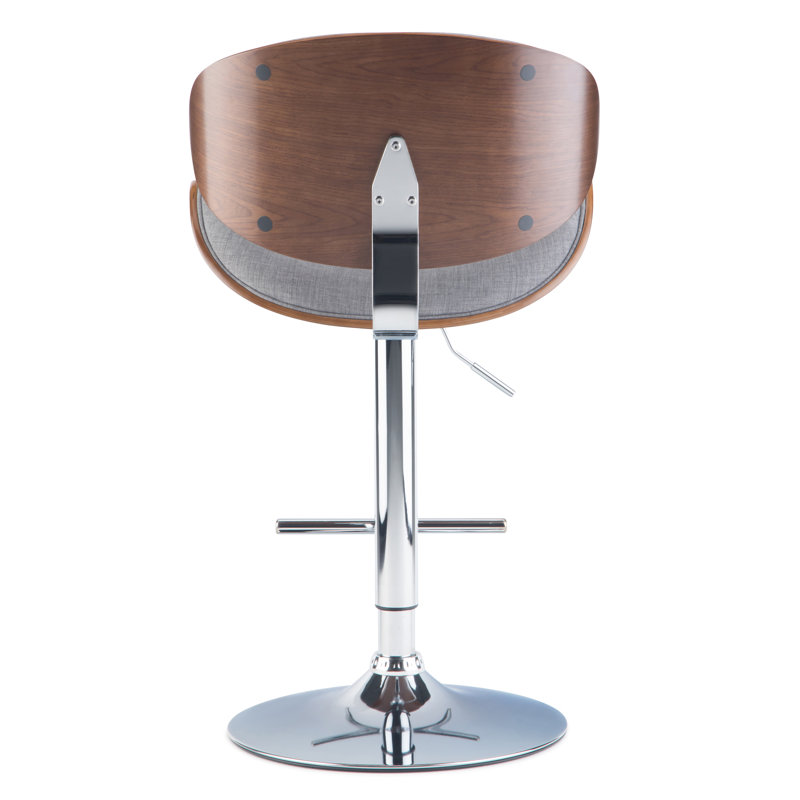 Tabouret de bar pivotant Bentwood, Gris, Marron clair