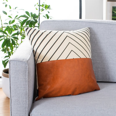 Square Faux Leather Pillow Cover & Insert