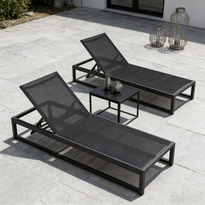 2 Piece Aluminum Chaise Lounge Outdoor Mesh Material,5-positions Adjustable,Rust-Resistant