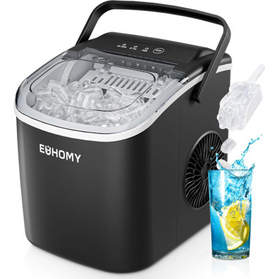Countertop Ice Maker Machine With Handle, Per Day, 9 Ice Cubes Ready In 6 Mins, Auto-Cleaning Portable Ice Maker With Basket And Scoop, For Home/Kitc | Fridge.com
