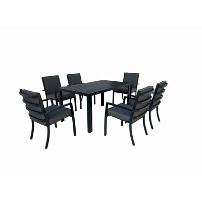 Motolal 6 - Person Patio Dining Set with Rectangular Table , Cushions Included