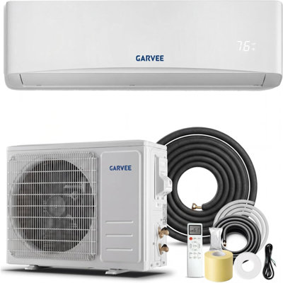 Mini climatiseur à deux blocs sans conduit 12 000 BTU avec pompe à chaleur, onduleur 17 SEER2 115V, réfrigérant R32, mode 4-en-1, minuterie, sommeil silencieux, nettoyage automatique, rafraîchit jusqu'à 750 pieds carrés pour les chambres à coucher