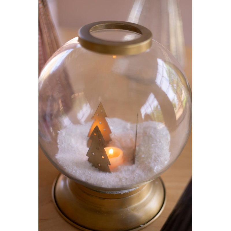 PORTE-BOUGIE EN VERRE ET EN MÉTAL