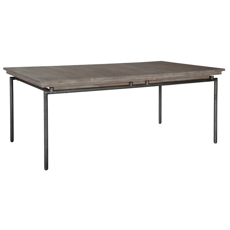 Extendable Solid Wood Top Metal Base Dining Table