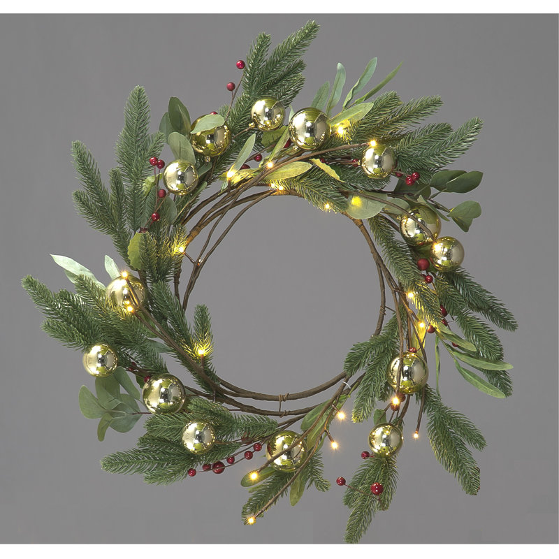 Faux Lighted 60cm Wreath