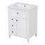 Meuble-lavabo noir 24 po avec lavabo, panneau de fibres à densité moyenne et fabrication en bois d'hévéa, 3 tiroirs et armoire avec tablettes réglables, conception moderne pour les petites et moyennes salles de bain-133758026-133758027