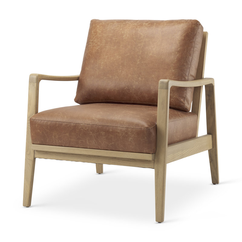 Upholstered Armchair, Tan Faux Leather