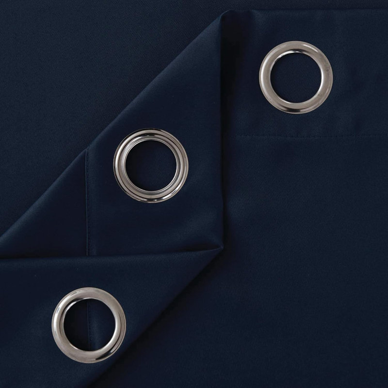 My Home Store Ultra-Soft Blackout Curtains Enguerran with Eyelets and Tie Backs, Navy Blue, 167 W x 137cm D