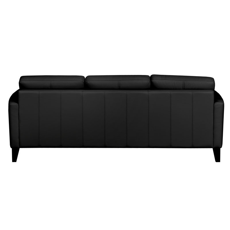 Brunet Upholstered 84'' Sofa, Black Genuine Leather
