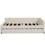 Lit plateforme double tapissier avec USB et lit gigogne simple, beige-1976655064