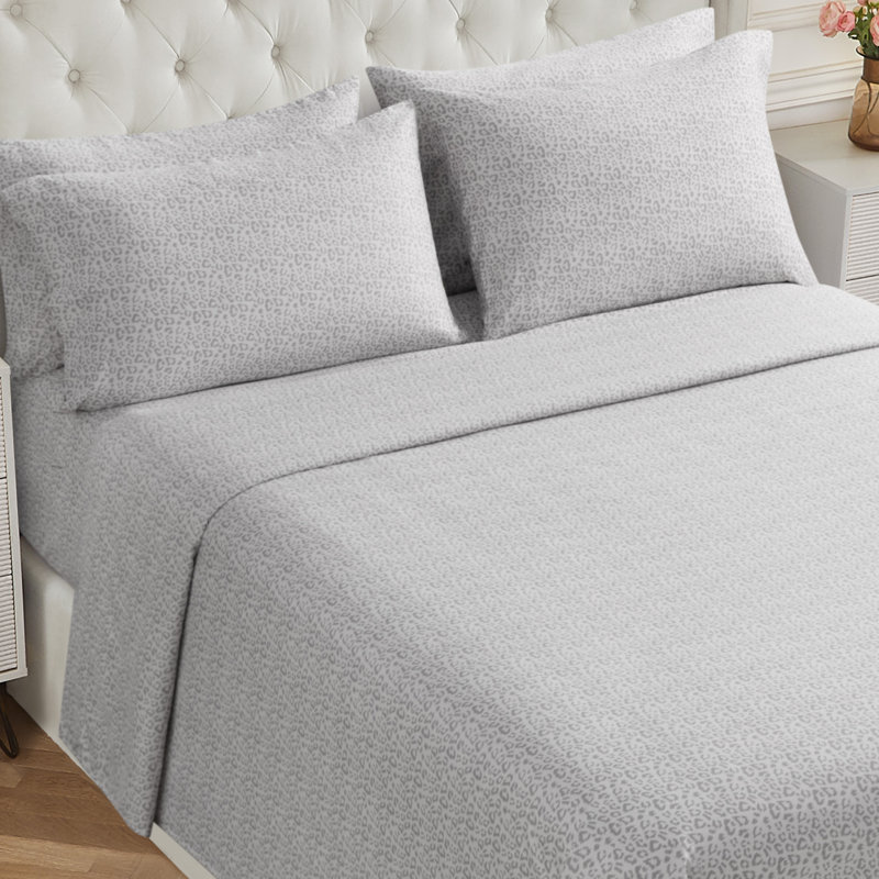 BCBG Microfiber Sheet Sets with Extra Pillowcases, King, Vanessa-Gray