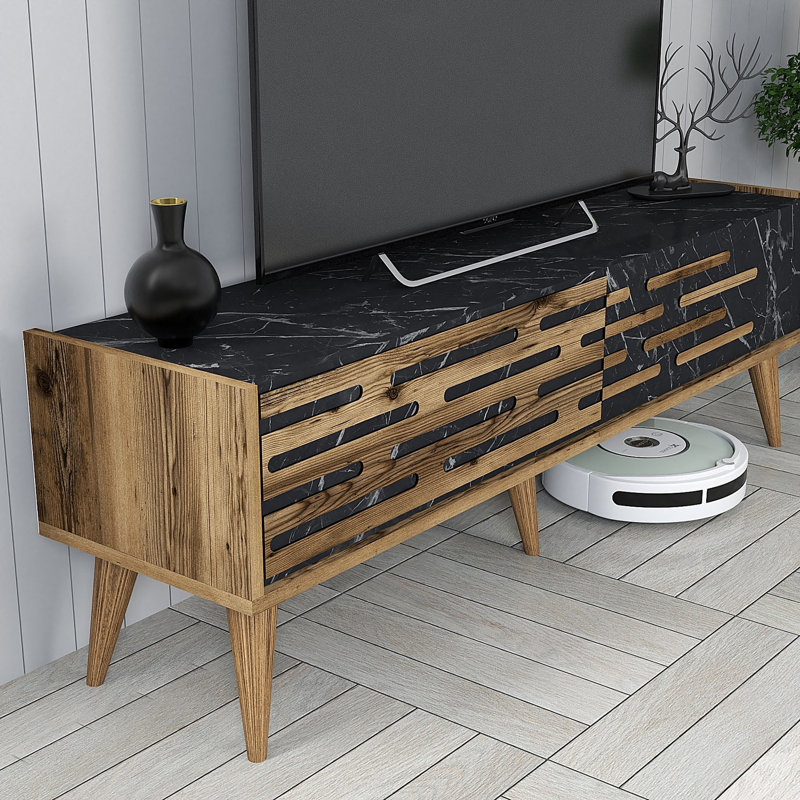 Keikei Unfinished TV Stand for TVs up to 60", Walnut