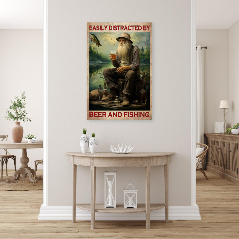 " Beer And Fishing 2 ", 36" H x 24" W x 1.25"D