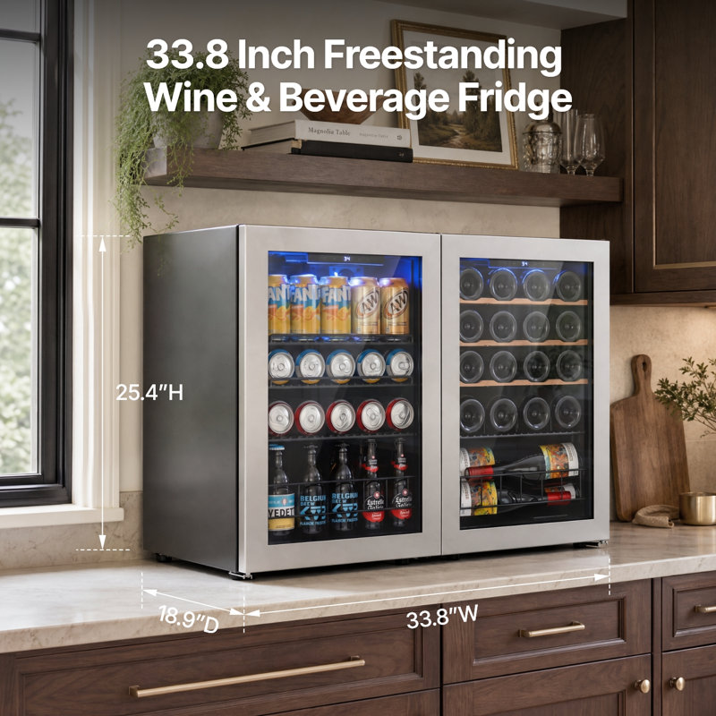 20 Bottle 85 Cans Wine Beverage Fridge