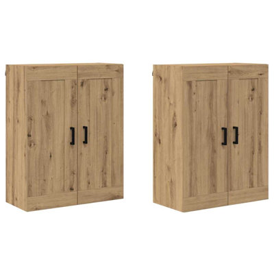  Wall-Mounted Cabinet 2 Pcs Black Oak 69.5 X 34 X 90 Cm