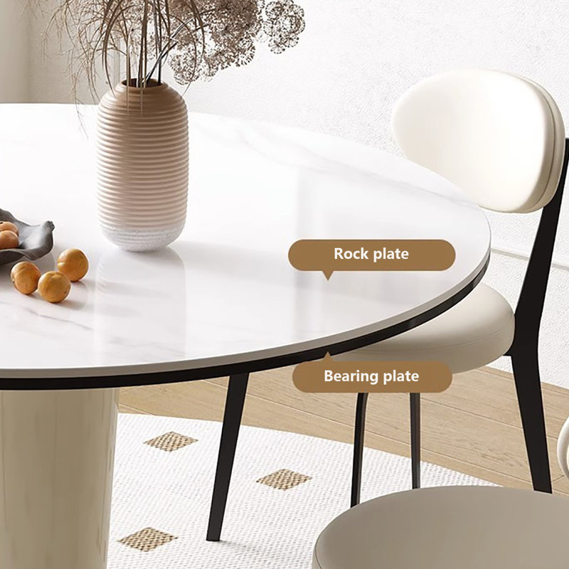 Ensemble de table de salle à manger ovale 31,5 po Creamy Hues Rock Plate, H 29,5 po x L 55,1 po x l 31,5 po