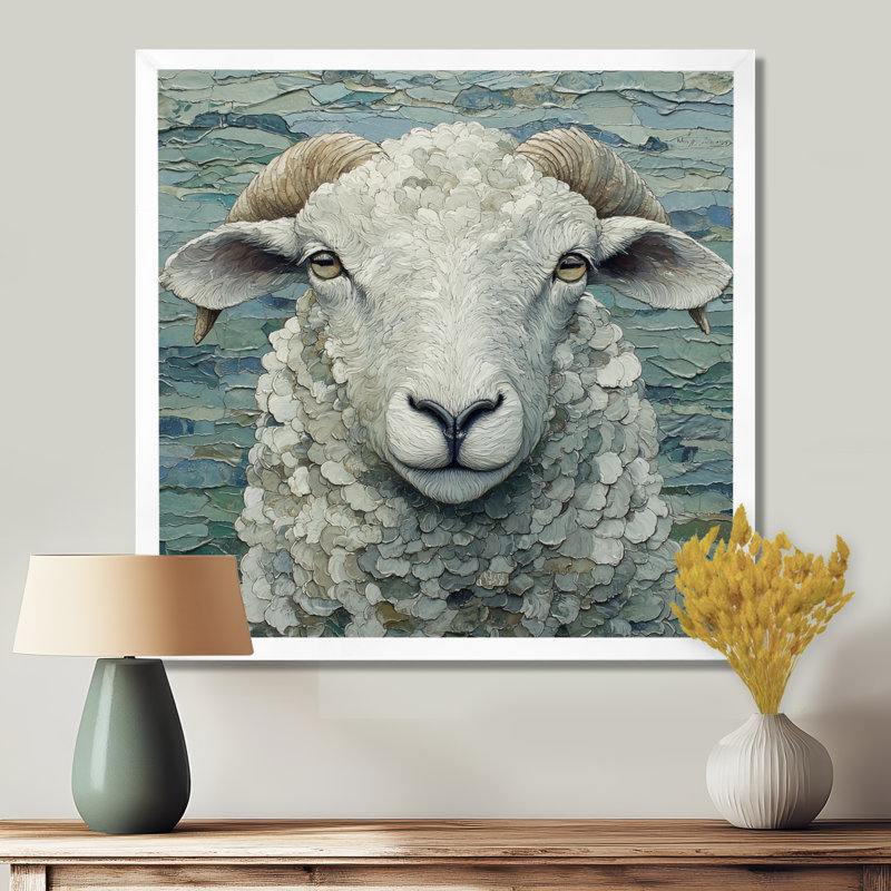 Portrait de mouton Drenna Ewes, Reproduction encadrée d'une seule photo, H 16 po x l 16 po, Blanc
