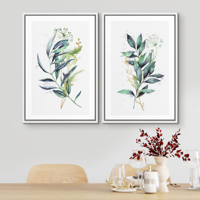 Aquarelle, pastel, vert, sarcelle, forêt, plantes, nature, désert, illustrations, art, rustique, minimal