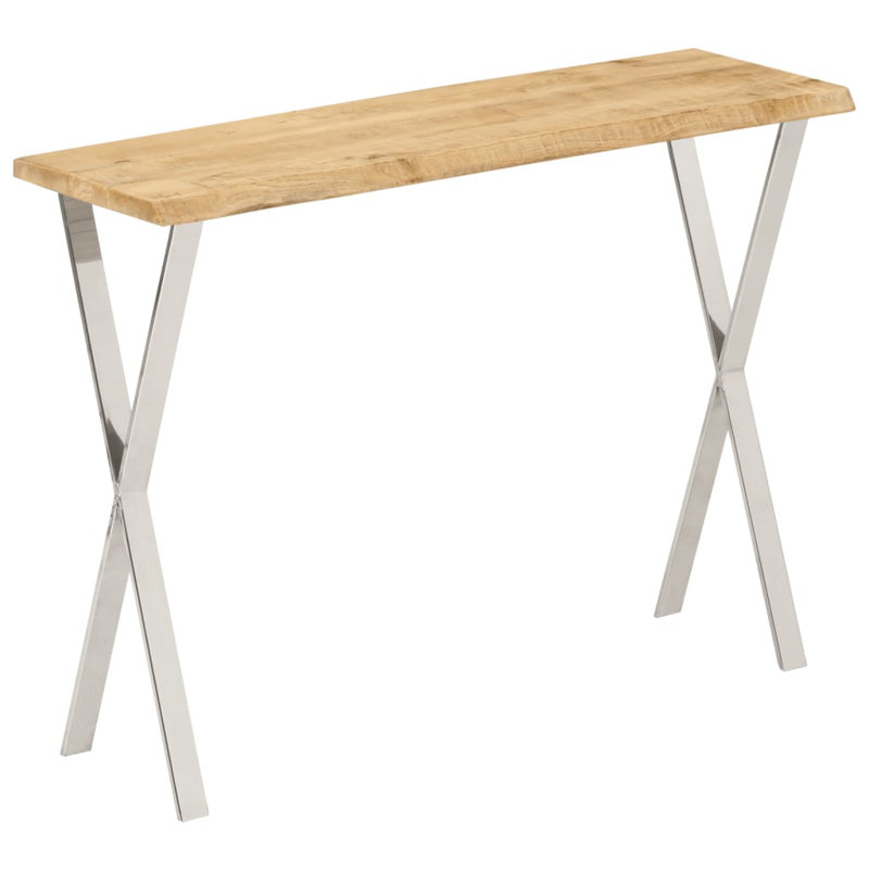 Kasen 105cm Solid Wood Top Console Table, Chrome