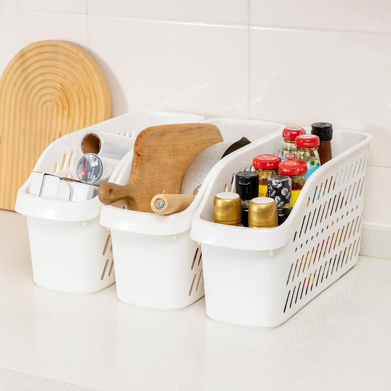 3-Pack Under Sink Pull-Out Organizer With Wheels – Multi-Purpose Plastic Storage Baskets For Kitchen And Bathroom