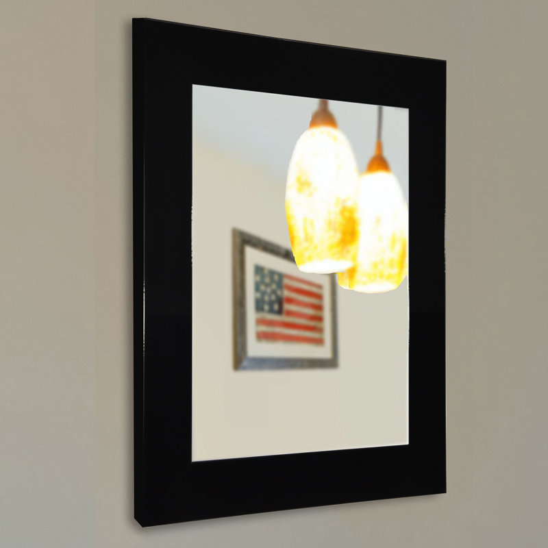 Dematteo Flat Wall Mirror, Black, 24" H x 32" W