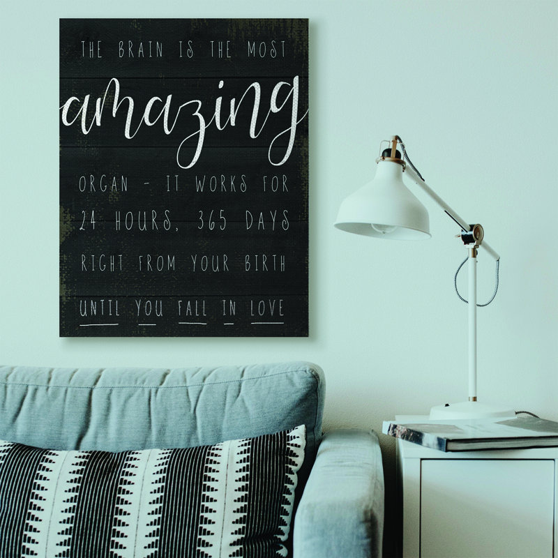 «Amazing Brain Love Black and White Inspirational Word Design», art textuel, H 48 po x l 36 po, Toile tendue