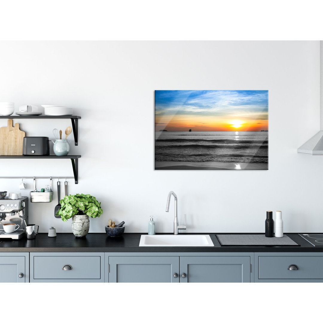 Glasbild | Wandbild Auf Echtglas | Malibu Beach Sunrise Water Sand |Inkl. Aufhängung Und Abstandshalter LF4822