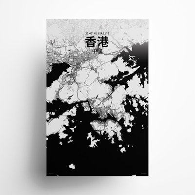 Impression sur carte de la ville de Hong Kong (chinois traditionnel)