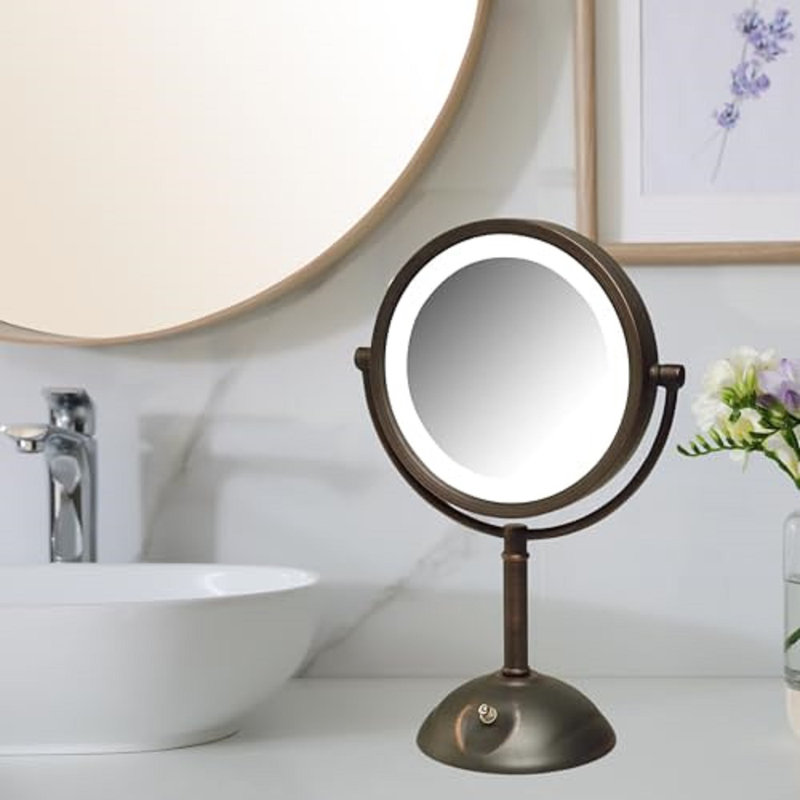 Miroir de maquillage lumineux 8,5 ", Bronze