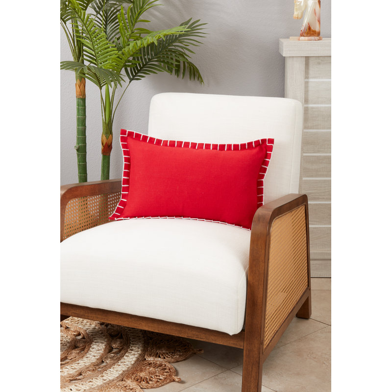 Persephone Collection Cotton Throw Pillow, Down Blend, Red