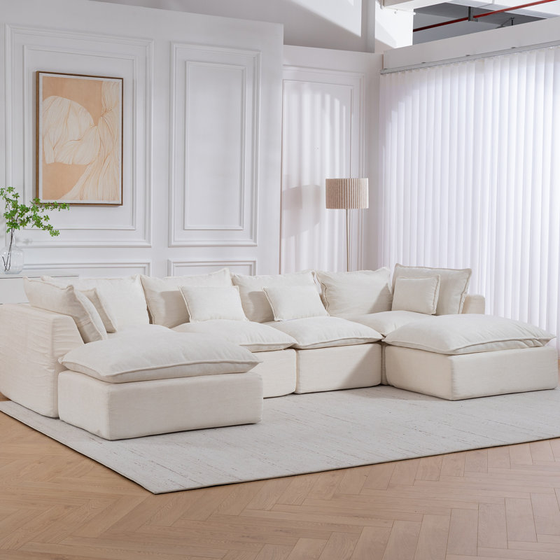Canapé modulaire en forme de U de Boneless, Crème