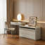 Modern Extendable Makeup Vanity Table with Led Light,Storage Organizer Modern Cream Vanity Desk for Bedroom