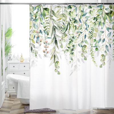 Floral Shower Curtain with Hooks Included