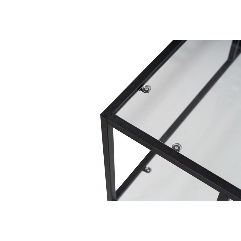 Four Leg Coffee Table with Storage, Black