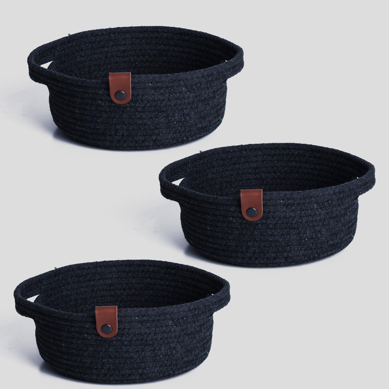 Brayden Studio Cotton Decorative Basket, Black