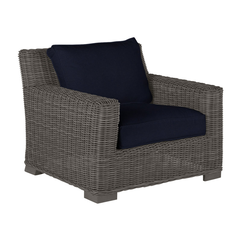 Rustic Woven Lounge Chair - Slate Gray, Slate Gray, Welt, Linen Navy