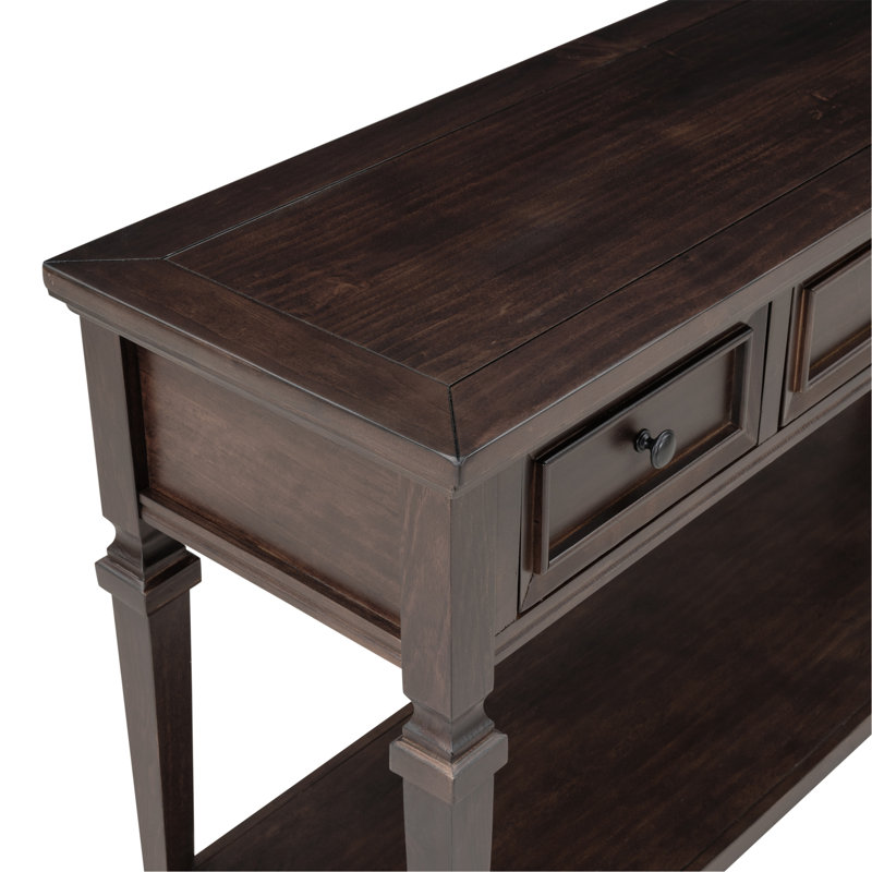 Console Shade avec 3 tiroirs et tablette ouverte, Espresso