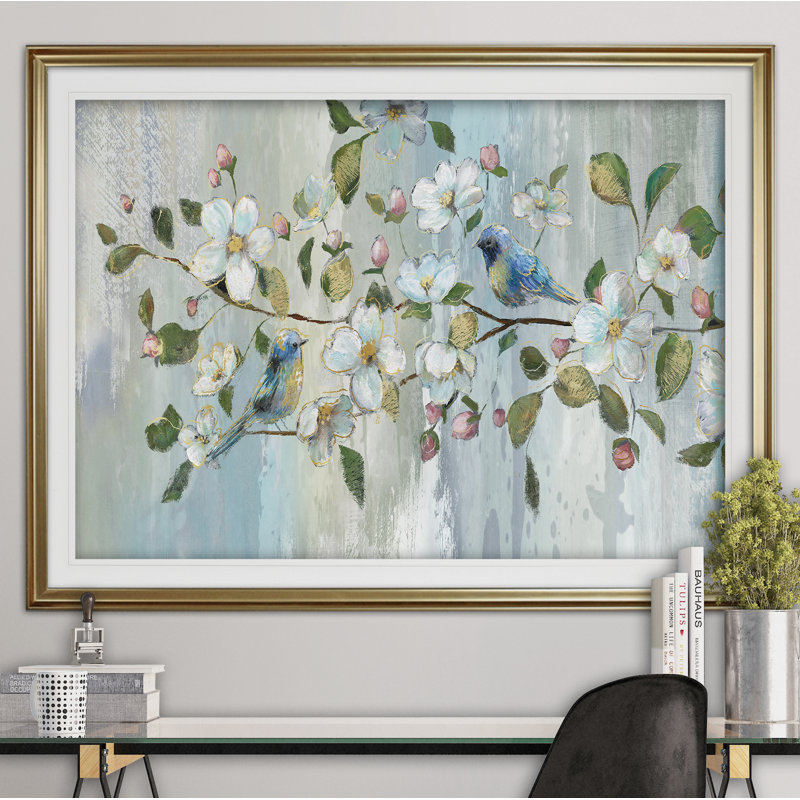 « painterly spring », reproduction de peinture à l’acrylique encadrée, Or, H 20 po x l 24 po x P 1,5 po