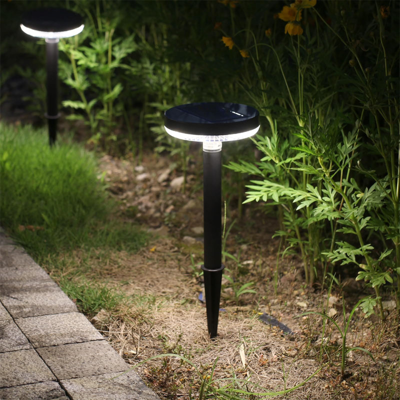 Black Solar Powered LED Pathway Lights with Polysilicon Top, 4 Pack