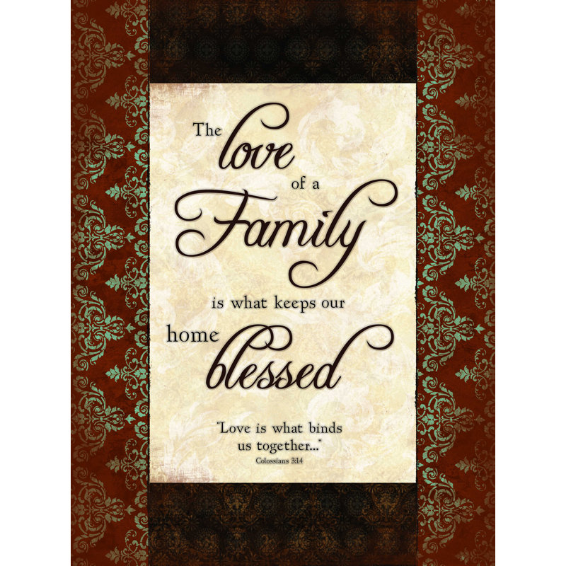 «Love of a Family», art textuel sur toile tendue, H 48 po x l 36 po