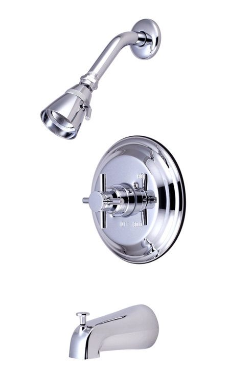 Tampa Thermostatic Tub and Shower Faucet Trim with Concord Cross Handles