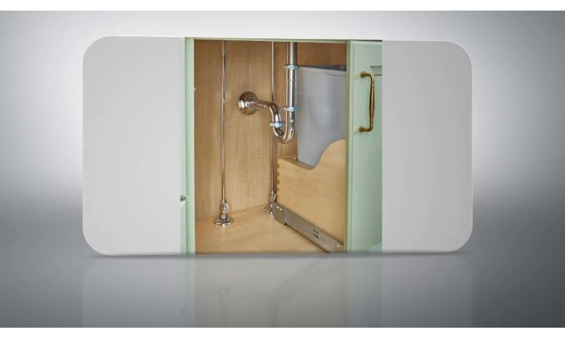 White 35 Quart Pull-Out Trash Can with Sliding Frame