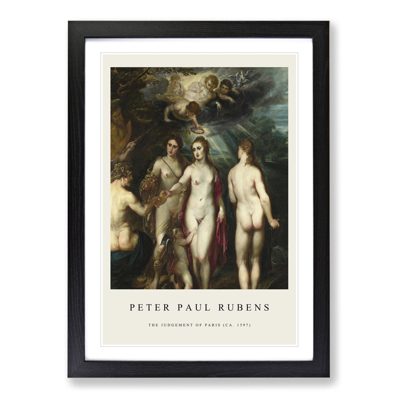 Judgement of Paris by Peter Paul Rubens - Picture Frame Art Prints, 36cm H x 27cm W x 2cm D, Black Framed