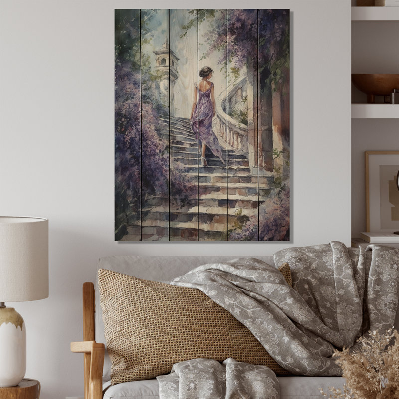 «Fashioning Girl Modeling I - Woman», reproduction romantique sur bois de pin naturel, H 20 po x l 10 po x P 0,78 po